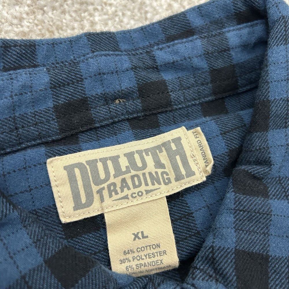 Duluth Trading Men's Size XL Standard Fit Blue Long Sleeve Flannel Shirt - Picture 3 of 8